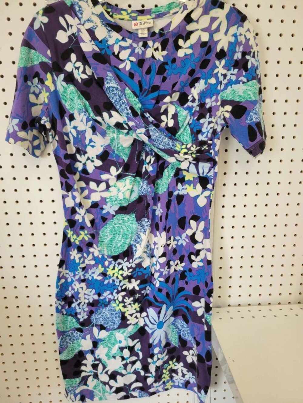 Peter Pilotto Target Womens Floral Print Short Sleeve Dress Size S Purple/Blue